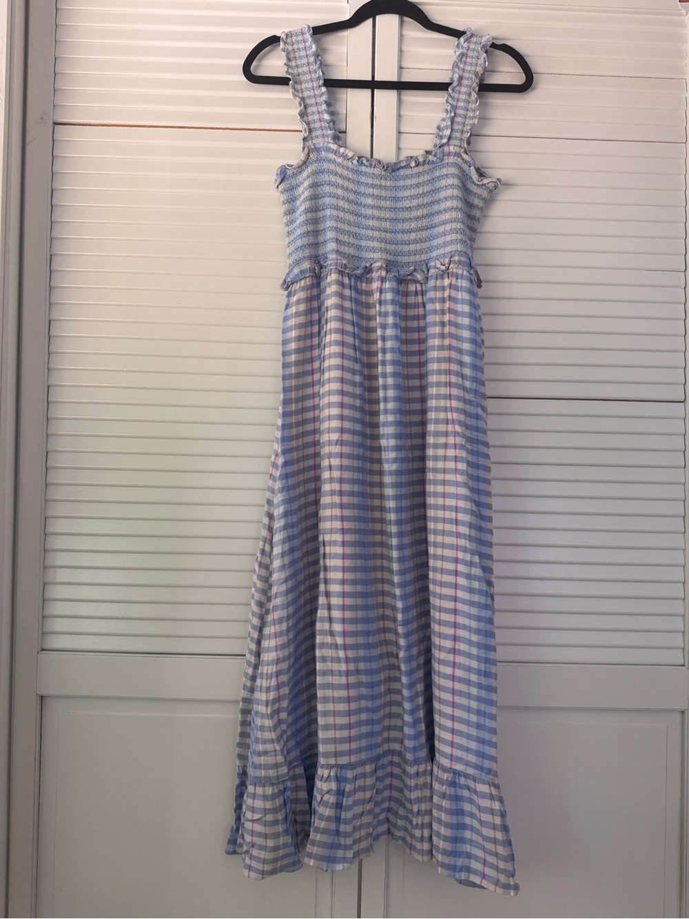 Rails Light Blue Pastel Gingham Smocked Maxi Dress - Women 0110 - Picture 3 of 6